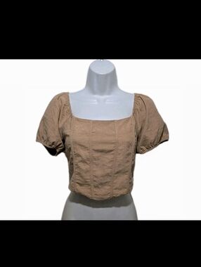 Kirious Los Angeles Faux Suede Corset Coquette Top M Brown #7300